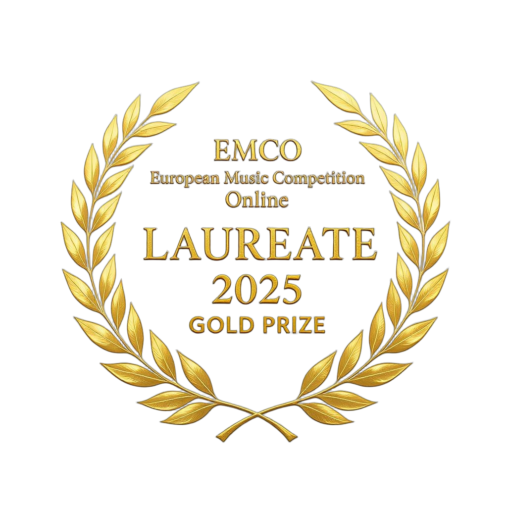 Gold laurel wreath with the text "EMCO Laureate 2025 Season Gold Prize" in the center.